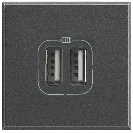 Разъем для зарядки Bticino Axolute Антрацит 2хUSB ант HS4285C2