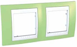Рамка Schneider Electric Unica Хамелеон зеленое яблоко / Белый 2 поста MGU6.004.863