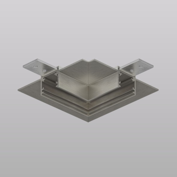 Угловой элемент трека SHINE HIDE для ГКЛ 12,5 мм, 90°, потолок - потолок, тёмный никель, алюминий