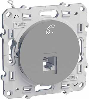 Розетка RJ12 Schneider Electric Odace алюминий 6 контакт S53R497