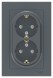 Розетка Schneider Electric Atlasdesign Грифель двойная с заземлением со шторками, 16А, в сборе ATN000726