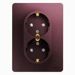 Розетка двойная с заземлением со шторками,16А, 250В, в сборе Schneider Electric Glossa Баклажановый GSL001126