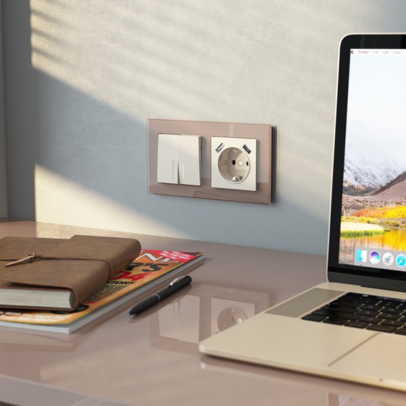 Выключатель двухклавишный с подсветкой (айвори матовый) Werkel W1120162