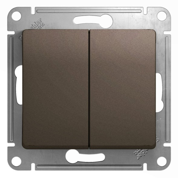2-клавишный Переключатель, сх.6/2,10AX, механизм Schneider Electric Glossa Шоколад GSL000865