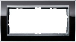 Рамка Gira Event Clear Черный / Алюминий без перегородки 2 поста 1002736