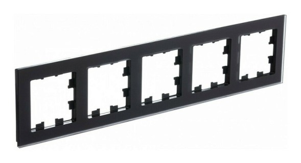 Рамка Schneider Electric Atlasdesign пятипостовая Nature матовое черное стекло ATN331005