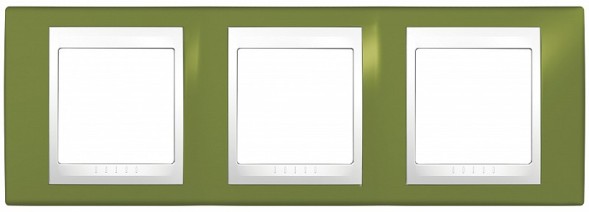Рамка Schneider Electric Unica Хамелеон фисташковый / Белый 3 поста MGU6.006.866