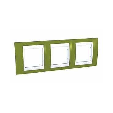 Рамка Schneider Electric Unica Хамелеон фисташковый / Белый 3 поста MGU6.006.866