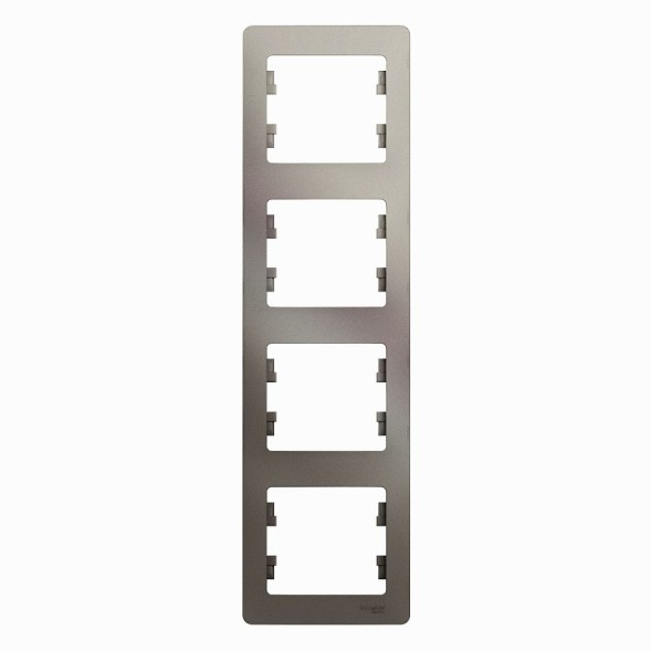 Рамка Schneider Electric Glossa Платина 4 поста вертикальная GSL001208