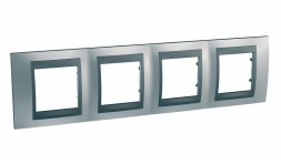 Рамка Schneider Electric Unica Top Хром матовый / Графит 4 поста MGU66.008.238