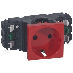 Розетка Legrand Mosaic красная немецкий стандарт 2к+З 077411
