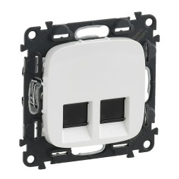 Информационная розетка Legrand Valena ALLURE Белая двойная RJ45 Кат. 6 UTP. С лицевой панелью 753743