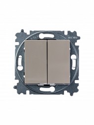 Переключатель ABB Levit кофе макиато / белый двухклавишный 2CHH595245A6018 3559H-A52445 18W