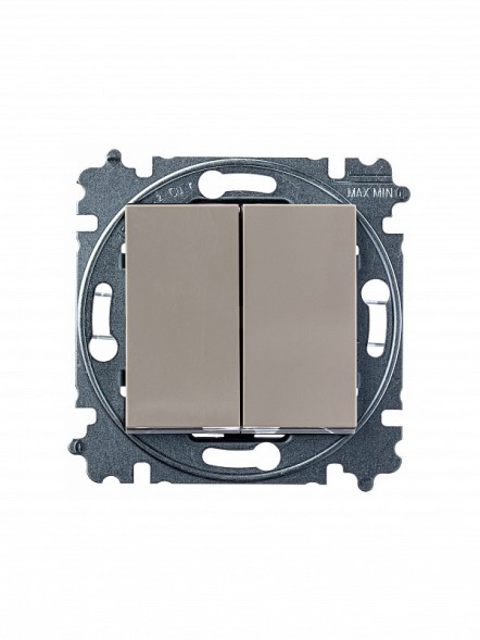 Переключатель ABB Levit кофе макиато / белый двухклавишный 2CHH595245A6018 3559H-A52445 18W