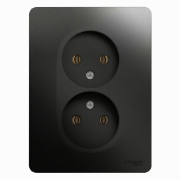 Розетка двойная без заземления,16А, в сборе Schneider Electric Glossa Антрацит GSL000720