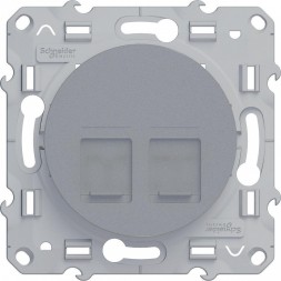 Розетка 2хRJ45 Cat5 Schneider Electric Odace алюминий S53R481