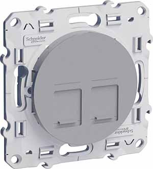 Розетка 2хRJ45 Cat5 Schneider Electric Odace алюминий S53R481