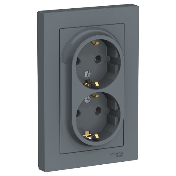 Розетка Schneider Electric Atlasdesign Грифель двойная с заземлением, 16А, в сборе ATN000724
