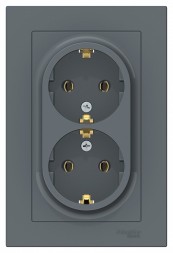Розетка Schneider Electric Atlasdesign Грифель двойная с заземлением, 16А, в сборе ATN000724