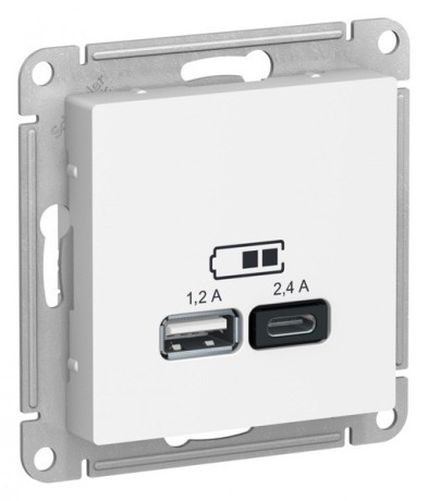 ATN001339 Atlasdesign USB РОЗЕТКА А+С, 5В/2,4 А, 2х5В/1,2 А, механизм, ЛОТОС Schneider Electric