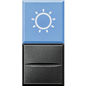 Кнопка Bticino Axolute Антрацит AXIAL с рассеивателем, 1Р, голубой с символом &quot;лампа&quot;, 230 и 127 В~,10 А HS4038LA/230