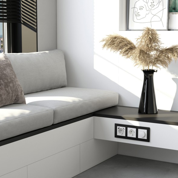 Рамка из стекла на 3 поста Senso черный soft-touch Werkel W0033108