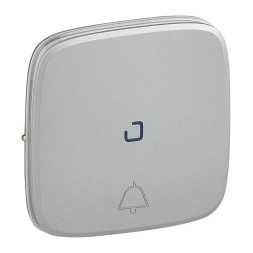 Лицевая панель Legrand Valena ALLURE Алюминий для кнопочного выключателя, с символом &quot;звонок&quot;,c линзой для подсветки 755092