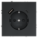 Розетка встраиваемая VOLTUM S70 с заземлением и защитными шторками, 16А, с USB, A+С, (графит)