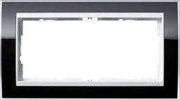 Рамка Gira Event Clear Черный / Белый без перегородки 2 поста 1002733