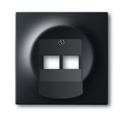 Плата центральная (накладка) ABB Impuls чёрный бархат для двухпостовой телекоммуникационной розетки 0214 0215 0217 0218 с полем для надписи 2CKA001753A0161 1803-02-775