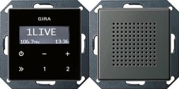 Радио Gira E22 Сталь скрытого монтажа RDS 228020