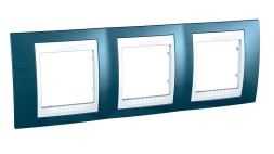 Рамка Schneider Electric Unica Хамелеон голубой лед / Белый 3 поста MGU6.006.854