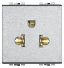 Розетка Bticino LivingLight Air Алюминий 2К 16A, Евро/американский стандарт(2М) NT4126S