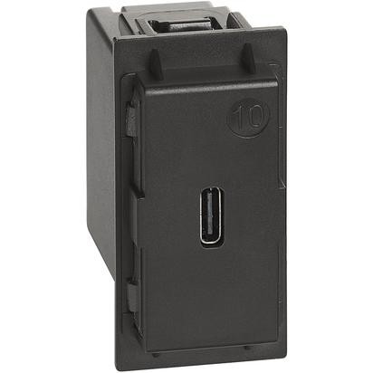 Зарядка USB Bticino Living Now черная тип C 1,5A K4286C1