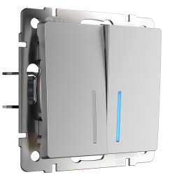 Выключатель двухклавишный с подсветкой (серебряный) Werkel W1120106