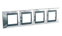 Рамка Schneider Electric Unica Top Хром / Графит 4 поста MGU66.008.210