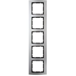 Рамка Berker B.3 Алюминий / Антрацитовый 5 постов вертикальная 10153004