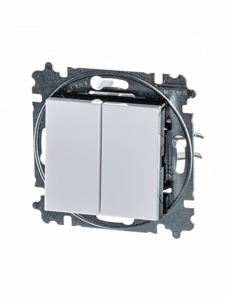 Выключатель ABB Levit белый / дымчатый чёрный двухклавишный 2CHH590545A6062 3559H-A05445 62W