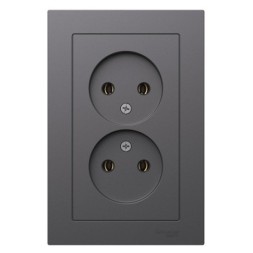 ATN001420 Atlasdesign РОЗЕТКА двойная без заземления,16А, в сборе, БАЗАЛЬТ Schneider Electric