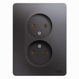 Розетка двойная без заземления,16А, 250В, в сборе Schneider Electric Glossa Графит GSL001320