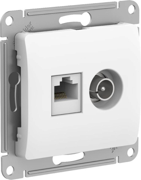 Розетка двойная ТВ + компьютерная RJ45, кат. 5Е, механизм Schneider Electric Glossa Белый GSL000189