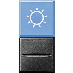 Кнопка Bticino Axolute Антрацит AXIAL с рассеивателем, 1Р, голубой с символом &quot;лампа&quot;, 12 В~, 10 А HS4038LA/12