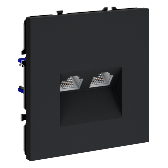 Розетка компьютерная встраиваемая VOLTUM S70 двойная RJ45+RJ45 кат.6, (графит)