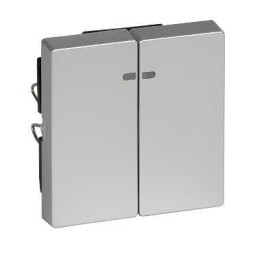 Две клавиши Merten M-серия алюминий с окошком для световой индикатор MTN3420-0460