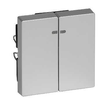 Две клавиши Merten M-серия алюминий с окошком для световой индикатор MTN3420-0460