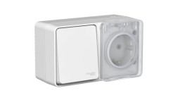 ATN543070 Atlasdesign Profi54 PROFI IP54 О/У БЛОК: РОЗ. з/к со шт. 16А, ВЫКЛ.1-клав.10А, СЕРЫЙ Schneider Electric