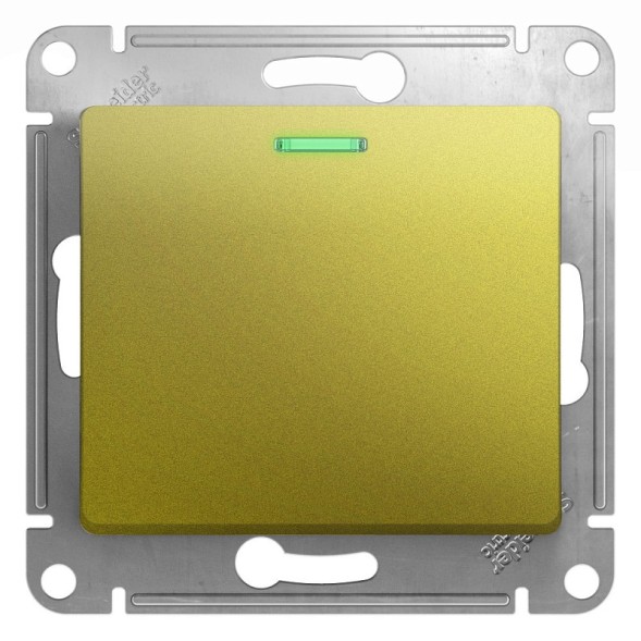 1-клавишный Выключатель с подсветкой,сх.1а,10AX, механизм Schneider Electric Glossa Фисташковый GSL001013