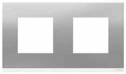 Рамка Schneider Electric Unica Pure Алюминий матовый / Белый 2 поста NU600480