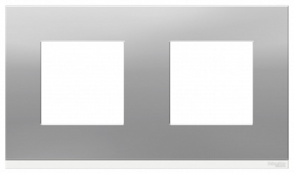 Рамка Schneider Electric Unica Pure Алюминий матовый / Белый 2 поста NU600480