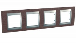 Рамка Schneider Electric Unica Top Дерево / Алюминий 4 поста MGU66.008.0M4